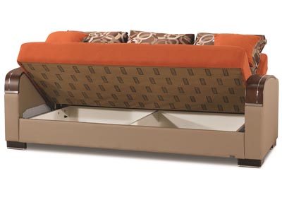 Mobimax Orange Chenille Sofabed,Ottomanson (Previously Casamode)